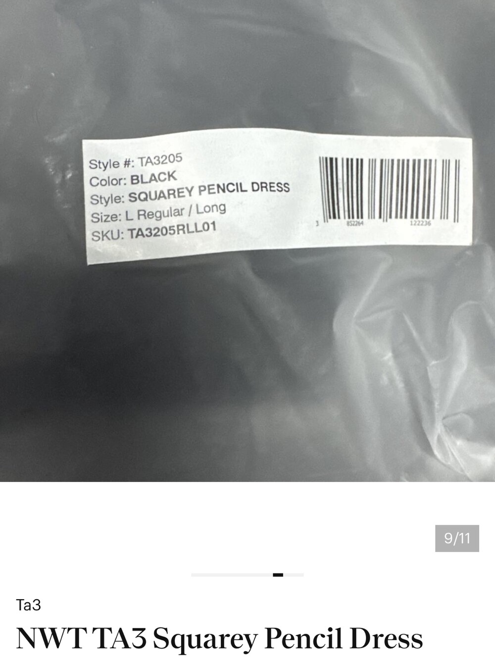 NWT TA3 Squarey Pencil Dress Size Large Black - Picture 5 of 6